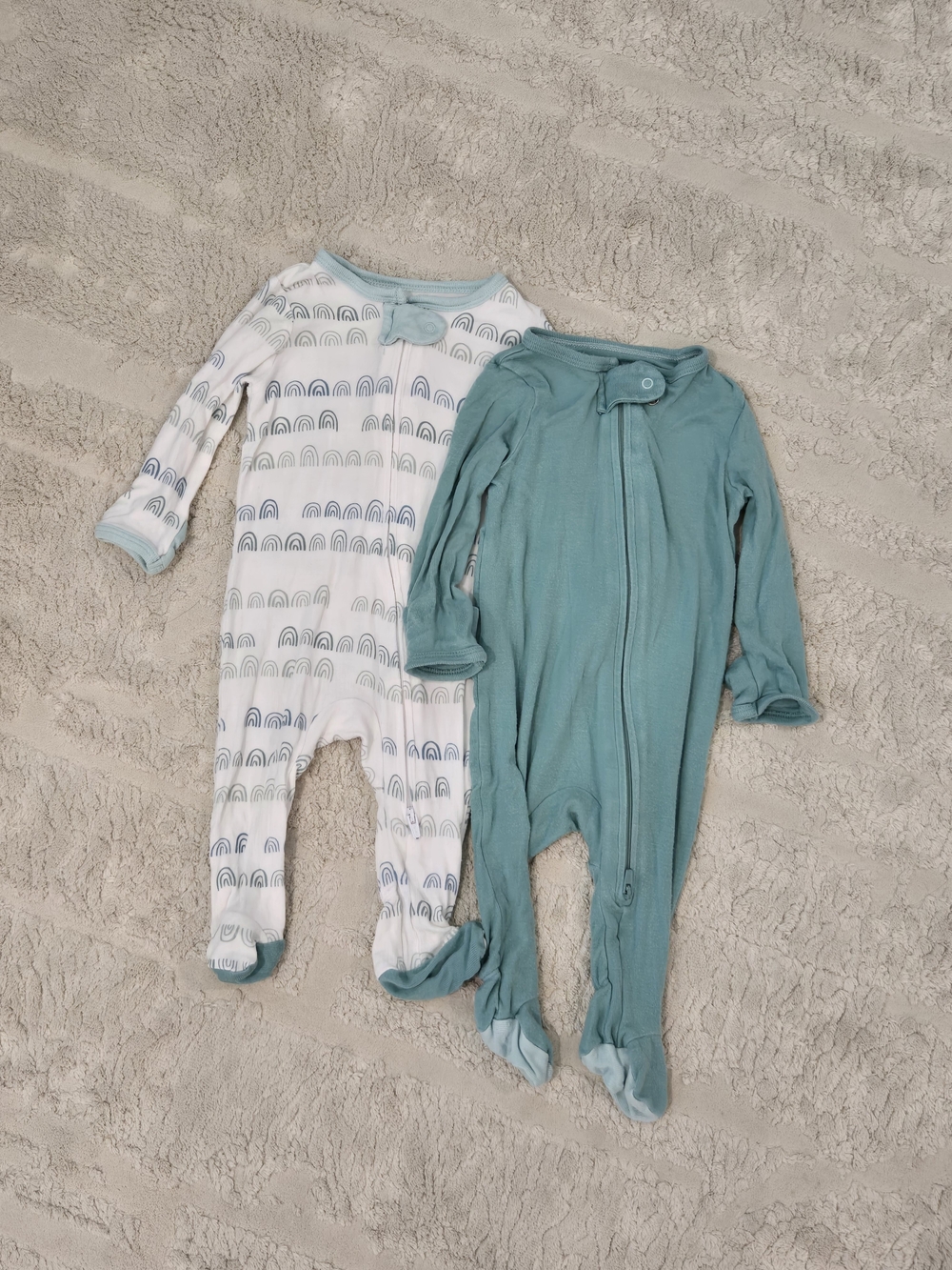 Cloud Island Mint Teal Rainbow Modal Sleep N' Play Footed Pajama set Of 2